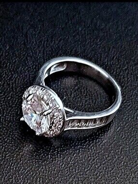 925 Sterling Silver & Simulated Diamonds Bella Luce Halo Ring Sz 6